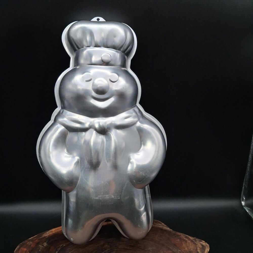 Vintage 1974 Wilton Pillsbury Doughboy Silver Aluminum Cake Pan Mold 502-704